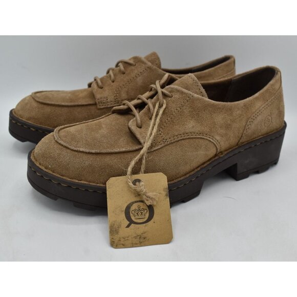 Born Womens Size 7 Corby Moc Toe Taupe Suede Lace Up Derby Shoes - Picture 2 of 13